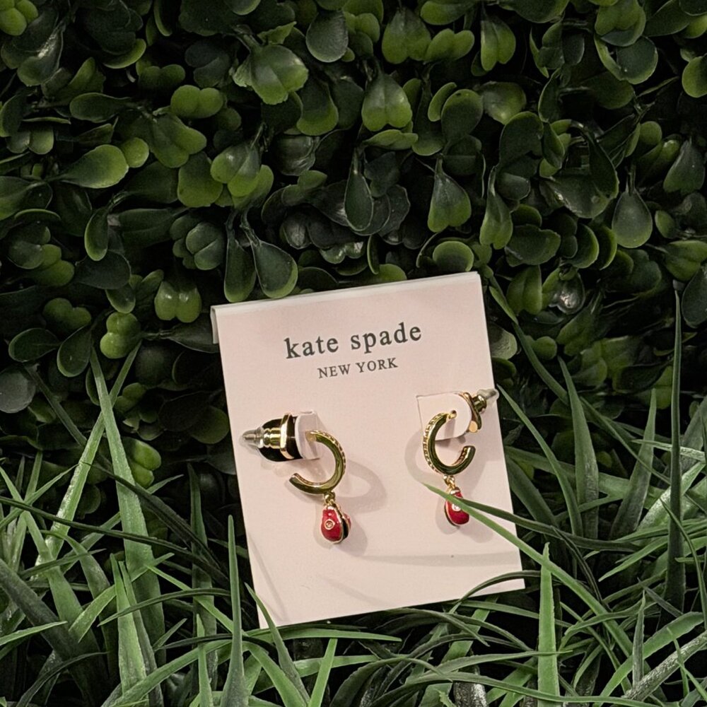 Kate Spade New York Nature Walk Ladybug Huggies Earrings NWT - Picture 3 of 3